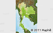 Physical 3D Map of Thailand, darken, land only