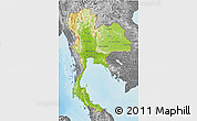 Physical 3D Map of Thailand, desaturated, land only