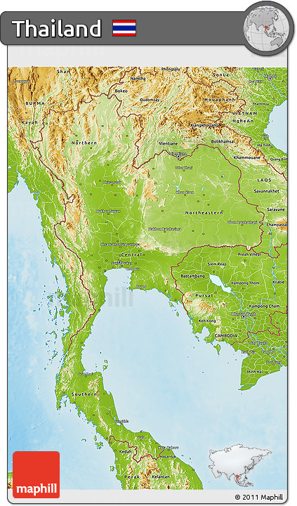 Physical 3D Map of Thailand