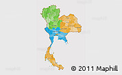 Political 3D Map of Thailand, cropped outside