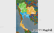 Political 3D Map of Thailand, darken