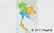 Political 3D Map of Thailand, lighten