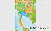 Political 3D Map of Thailand, physical outside