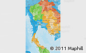 Political 3D Map of Thailand, political shades outside