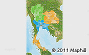 Political 3D Map of Thailand, satellite outside, bathymetry sea