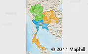 Political 3D Map of Thailand, shaded relief outside