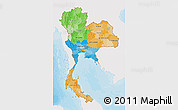 Political 3D Map of Thailand, single color outside