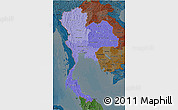 Political Shades 3D Map of Thailand, darken