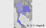 Political Shades 3D Map of Thailand, desaturated