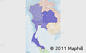 Political Shades 3D Map of Thailand, lighten