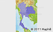 Political Shades 3D Map of Thailand, physical outside