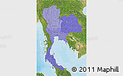 Political Shades 3D Map of Thailand, satellite outside, bathymetry sea