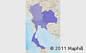 Political Shades 3D Map of Thailand, shaded relief outside, bathymetry sea