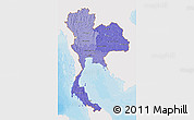 Political Shades 3D Map of Thailand, single color outside