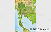 Satellite 3D Map of Thailand, physical outside