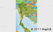 Satellite 3D Map of Thailand, political outside