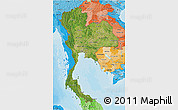 Satellite 3D Map of Thailand, political shades outside