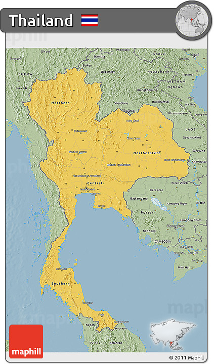 Savanna Style 3D Map of Thailand