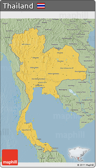 Savanna Style 3D Map of Thailand