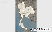 Shaded Relief 3D Map of Thailand, darken