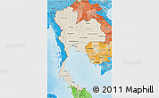 Shaded Relief 3D Map of Thailand, political shades outside, shaded relief sea