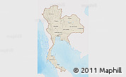 Shaded Relief 3D Map of Thailand, single color outside