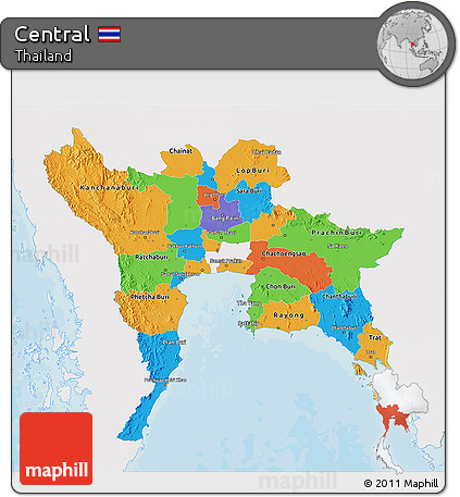 Political 3D Map of Central, single color outside
