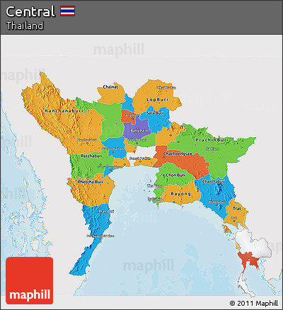 Political 3D Map of Central, single color outside