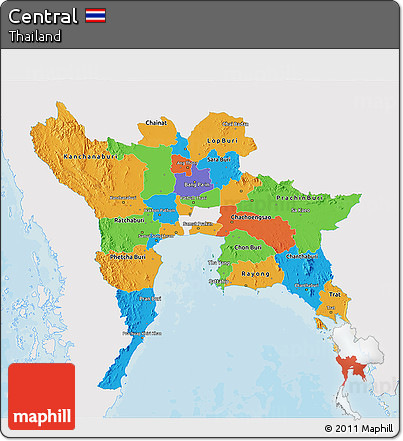 Political 3D Map of Central, single color outside