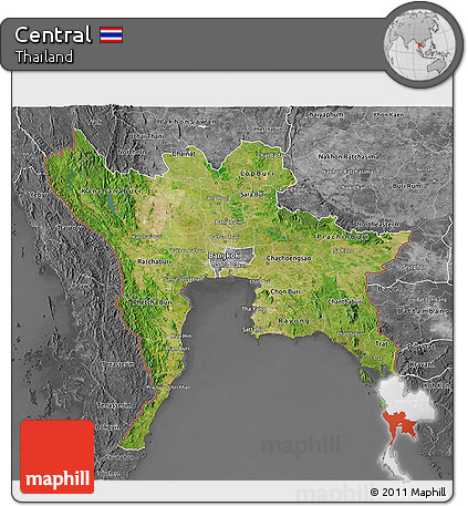 Satellite 3D Map of Central, desaturated
