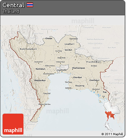 Shaded Relief 3D Map of Central, lighten