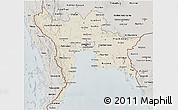 Shaded Relief 3D Map of Central, semi-desaturated