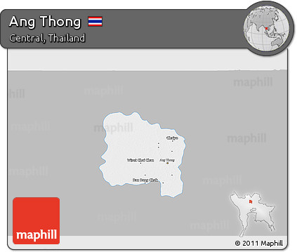 Gray 3D Map of Ang Thong, single color outside
