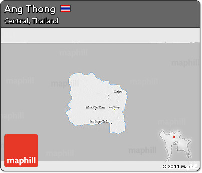 Gray 3D Map of Ang Thong, single color outside