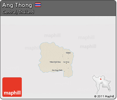 Shaded Relief 3D Map of Ang Thong, single color outside