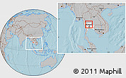 Gray Location Map of Ang Thong, highlighted parent region, within the entire country, hill shading