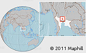 Gray Location Map of Ang Thong, highlighted parent region, hill shading