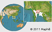 Satellite Location Map of Ang Thong, highlighted parent region