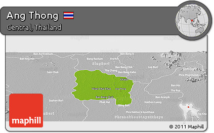 Physical Panoramic Map of Ang Thong, lighten, desaturated