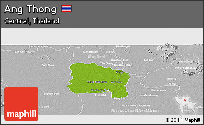 Physical Panoramic Map of Ang Thong, lighten, desaturated