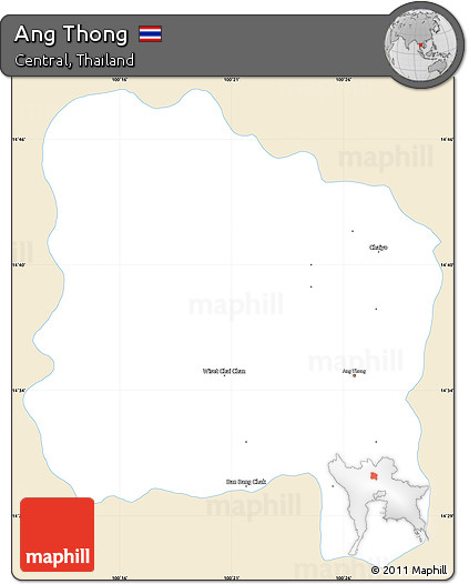 Classic Style Simple Map of Ang Thong, single color outside