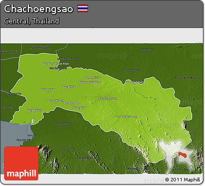 Physical 3D Map of Chachoengsao, darken