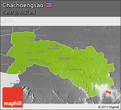 Physical 3D Map of Chachoengsao, desaturated