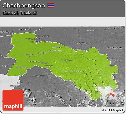 Physical 3D Map of Chachoengsao, desaturated