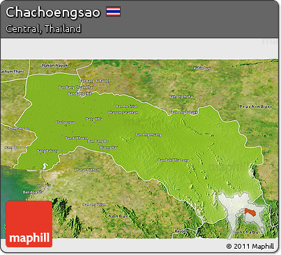 Physical 3D Map of Chachoengsao, satellite outside