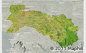 Satellite 3D Map of Chachoengsao, lighten, semi-desaturated