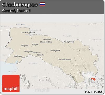 Shaded Relief 3D Map of Chachoengsao, lighten