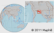 Gray Location Map of Chachoengsao, hill shading