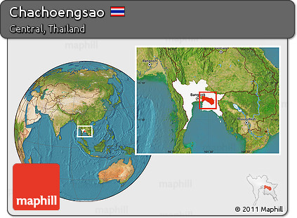 Satellite Location Map of Chachoengsao, highlighted parent region