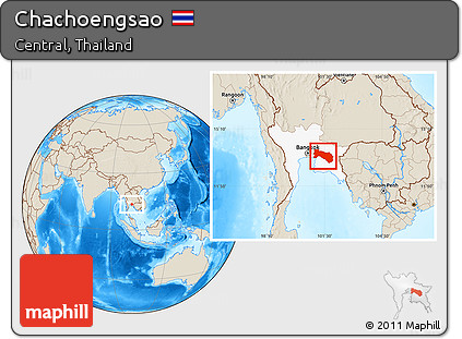 Shaded Relief Location Map of Chachoengsao, highlighted parent region